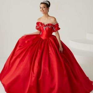 Quinceañera dress, red dress house of wu dress
